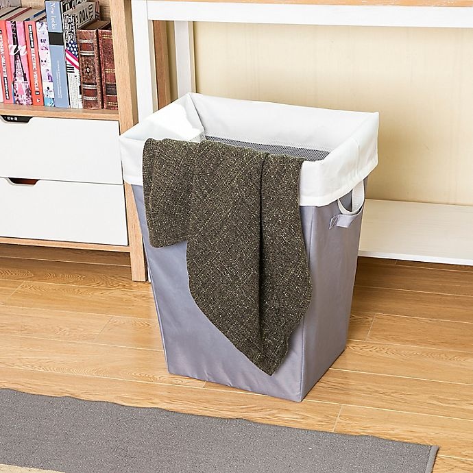 slide 2 of 2, Simply Essential Laundry Hamper with Removable Liner - White/Grey, 1 ct