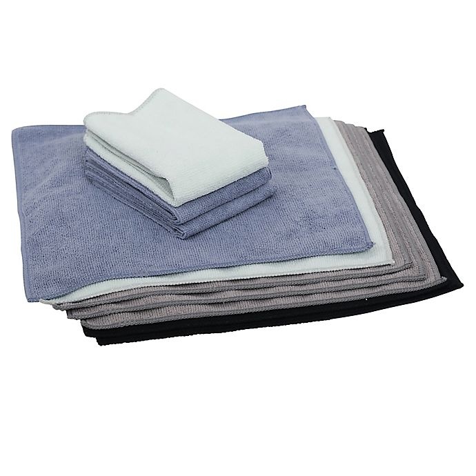 slide 2 of 6, Simply Essential Microfiber Cloth - Black/Blue, 10 ct