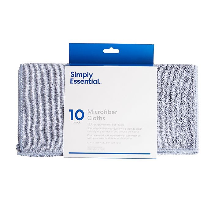 slide 4 of 6, Simply Essential Microfiber Cloth - Black/Blue, 10 ct