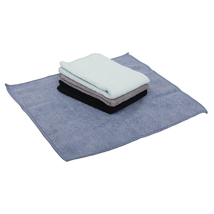 slide 4 of 5, Simply Essential Microfiber Cloth - Black/Blue, 4 ct