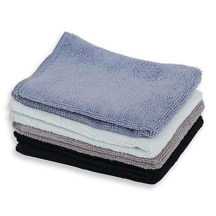 slide 5 of 5, Simply Essential Microfiber Cloth - Black/Blue, 4 ct