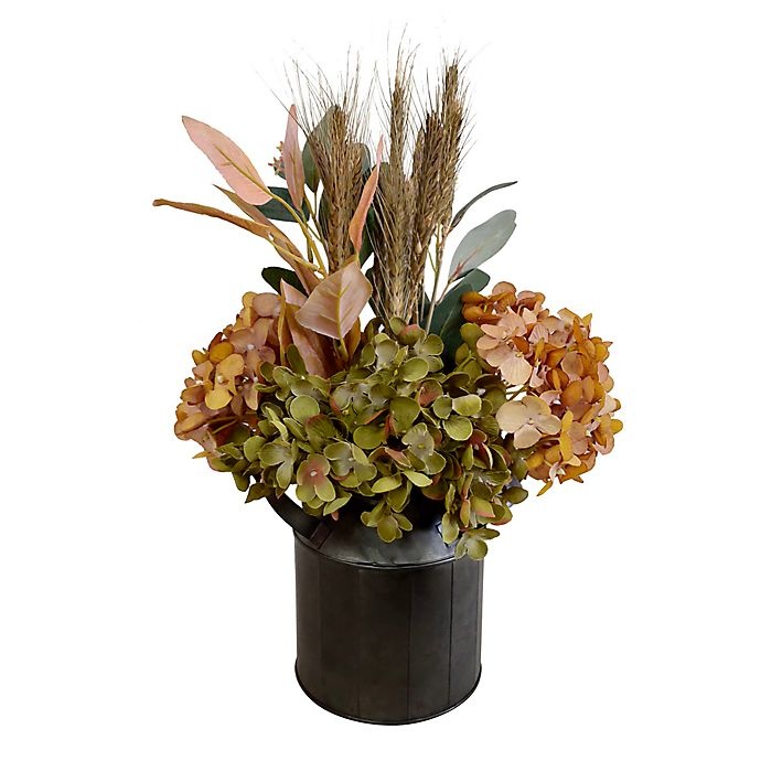 slide 1 of 1, Bee & Willow Home Bee & Willow Faux Floral Arrangement with Black Galvanized Pot, 14 in