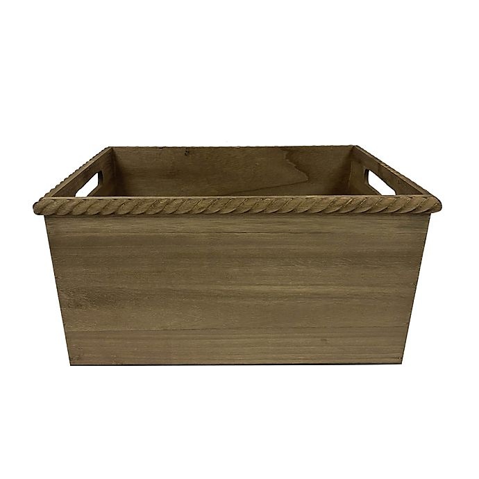 slide 1 of 1, Bee & Willow Home Bee & Willow Braided Wooded Bin - Brown, 1 ct