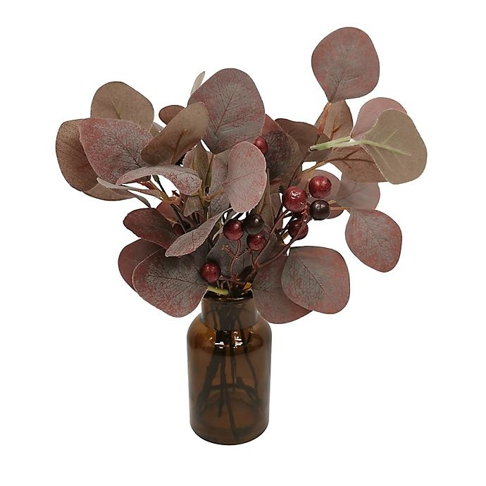 slide 1 of 5, Bee & Willow Home Bee & Willow Faux Eucalyptus Floral Arrangement with Glass Jar, 9 in