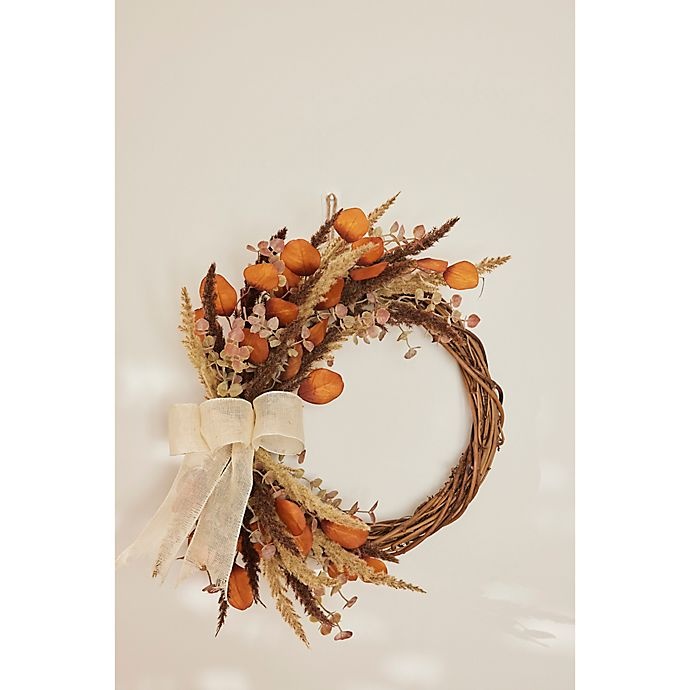 slide 3 of 5, Bee & Willow Home Bee & Willow Half Wreath - Orange/Green, 24 in