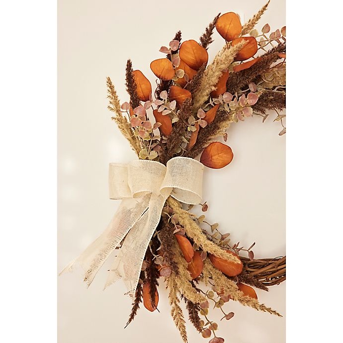 slide 4 of 5, Bee & Willow Home Bee & Willow Half Wreath - Orange/Green, 24 in