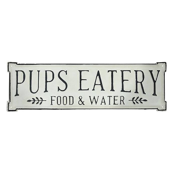 slide 1 of 1, Bee & Willow Home Bee & Willow PUPS EATERY" Metal Wall Art - Black/White", 1 ct