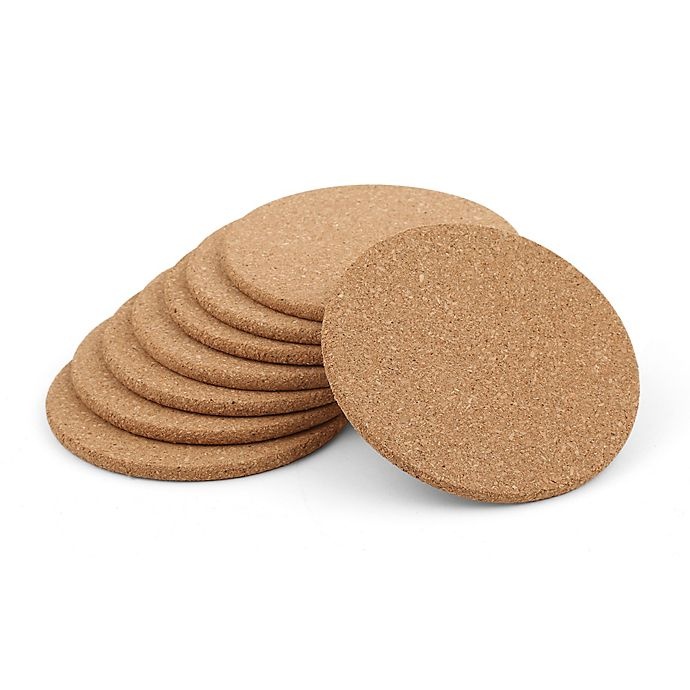 slide 2 of 2, Simply Essential Round Cork Coasters - Tan, 8 ct