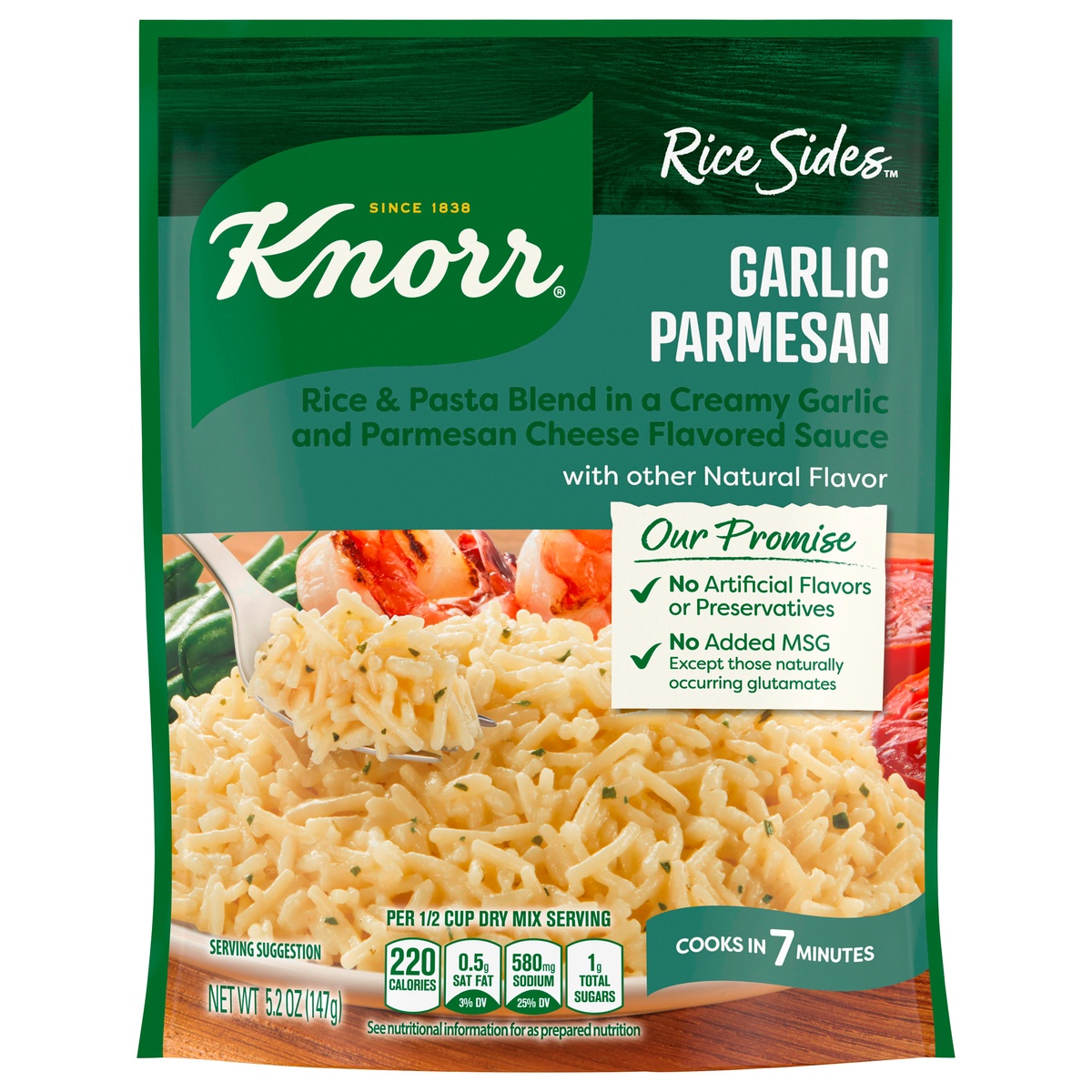 slide 1 of 1, Knorr Rice Sides Garlic Parmesan Rice Flavor, 5 oz