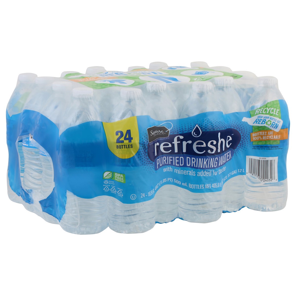 slide 2 of 9, Signature Select Refreshe Purified Drinking Water 24 - 16.9 fl oz Bottles, 24 ct