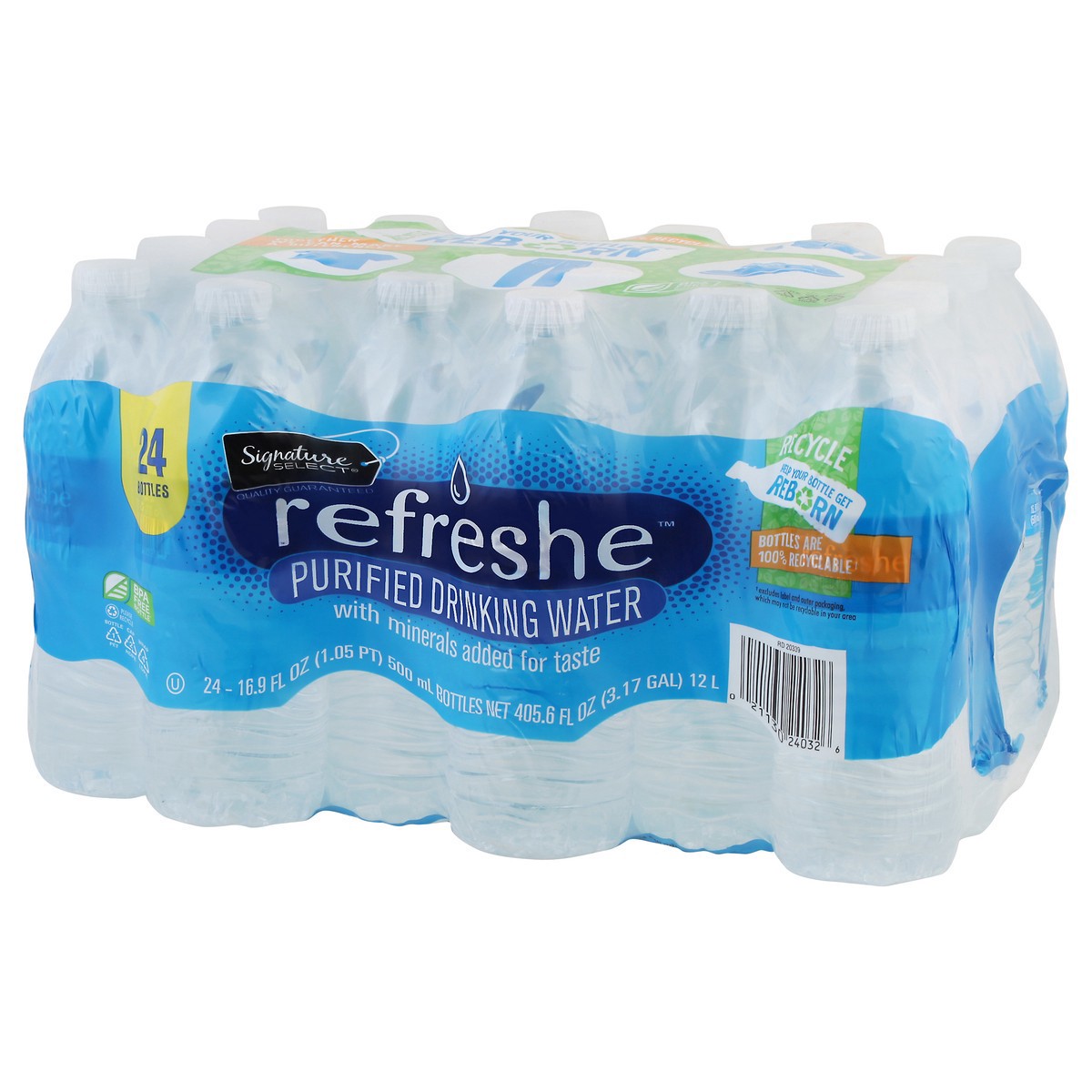 slide 3 of 9, Signature Select Refreshe Purified Drinking Water 24 - 16.9 fl oz Bottles, 24 ct