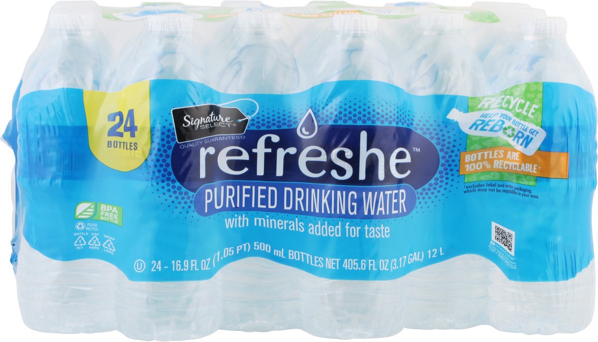 slide 4 of 9, Signature Select Refreshe Purified Drinking Water 24 - 16.9 fl oz Bottles, 24 ct