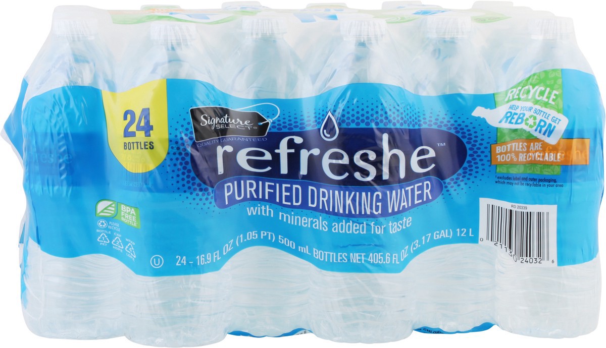 slide 6 of 9, Signature Select Refreshe Purified Drinking Water 24 - 16.9 fl oz Bottles, 24 ct