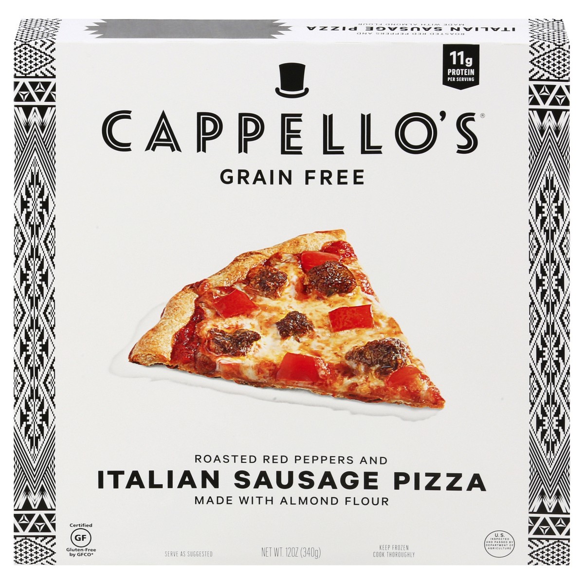 slide 1 of 9, Cappello's Grain Free Italian Sausage & Roasted Red Peppers Pizza, 12 oz