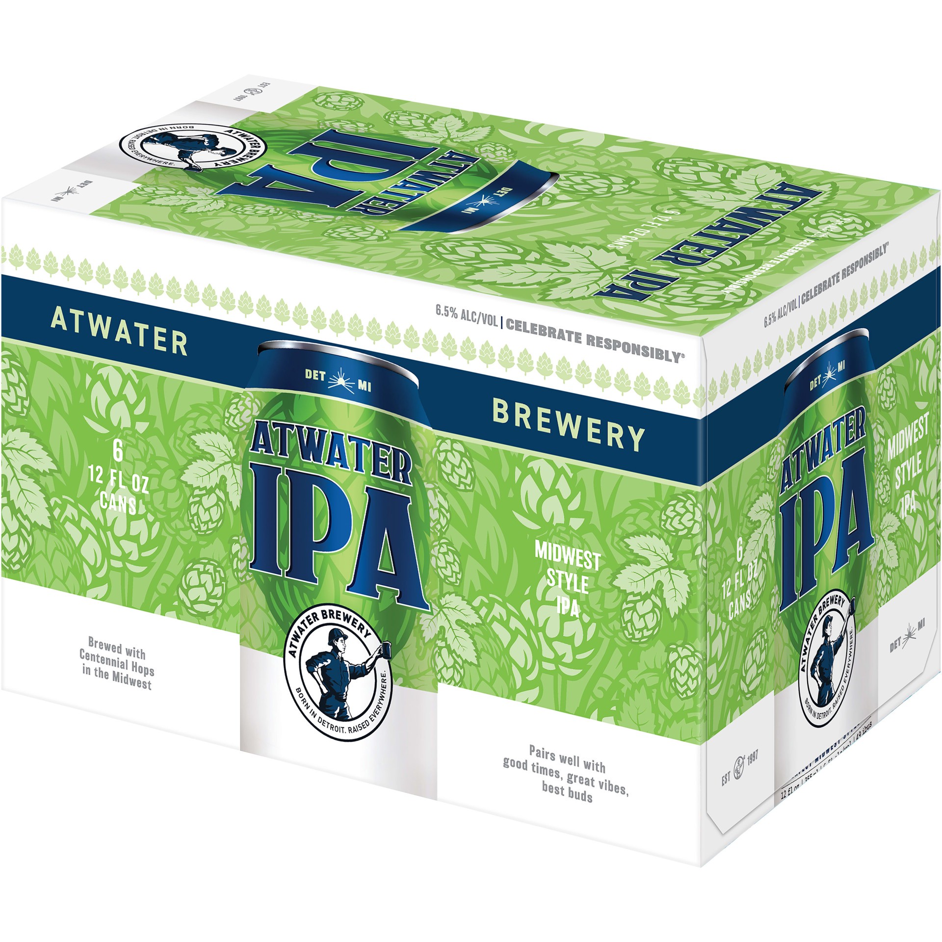 slide 4 of 5, Atwater Midwest Style IPA Beer 6 - 12 fl oz Cans, 6 ct