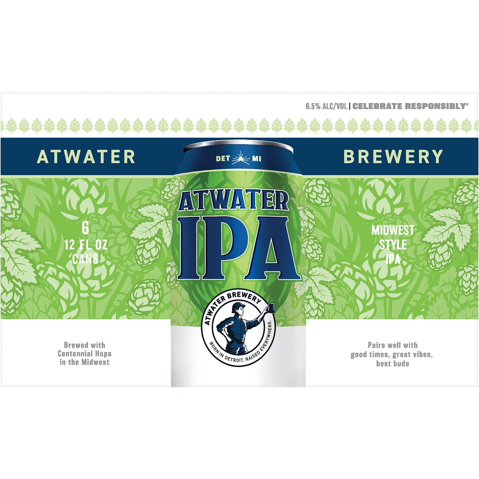 slide 3 of 5, Atwater Midwest Style IPA Beer 6 - 12 fl oz Cans, 6 ct