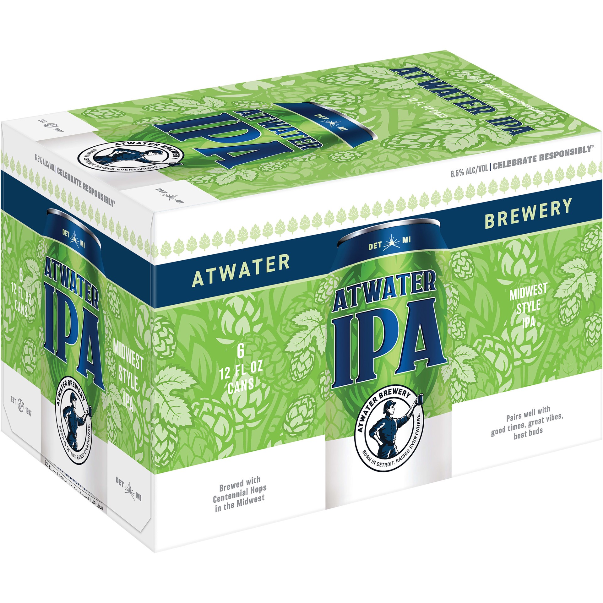slide 5 of 5, Atwater Midwest Style IPA Beer 6 - 12 fl oz Cans, 6 ct