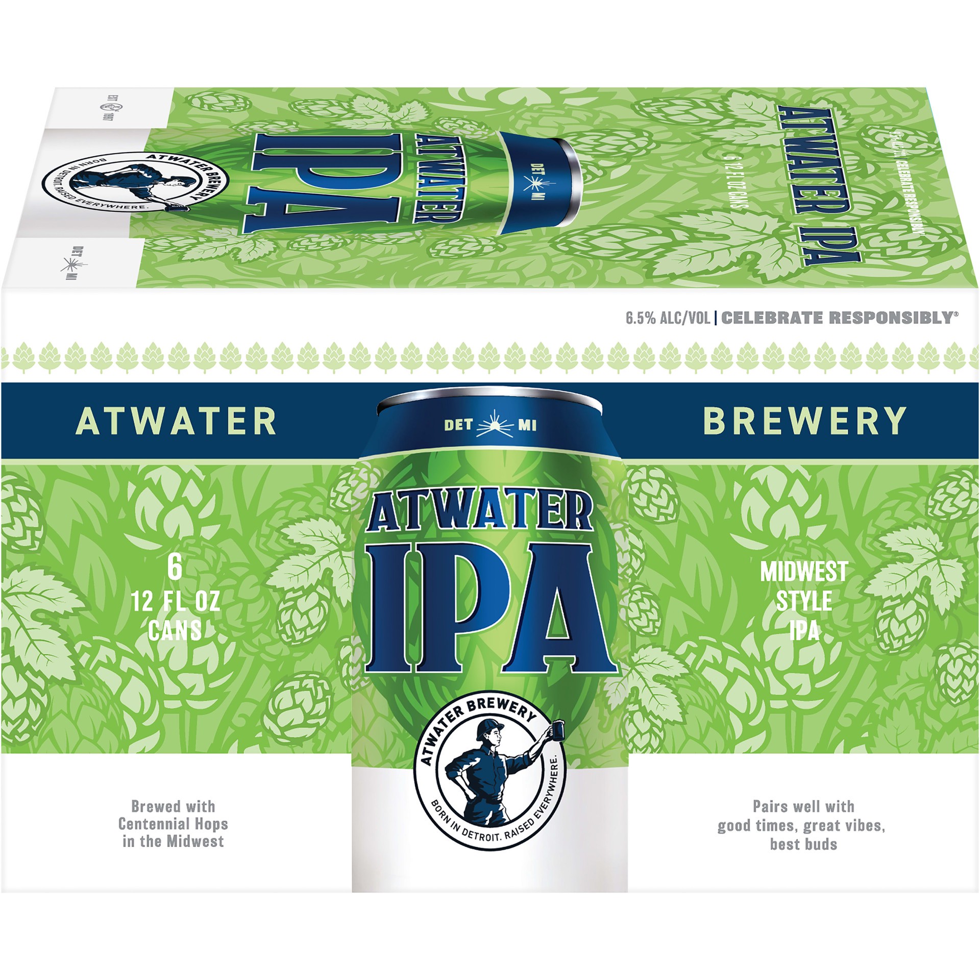 slide 2 of 5, Atwater Midwest Style IPA Beer 6 - 12 fl oz Cans, 6 ct