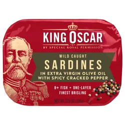 King Oscar Wild Caught Sardines in Extra Virgin Olive Oil with Spicy Cracked Pepper 3.75 oz