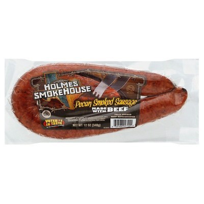 slide 1 of 9, Holmes Smokehouse pecan smoked sausage ring, 12 oz