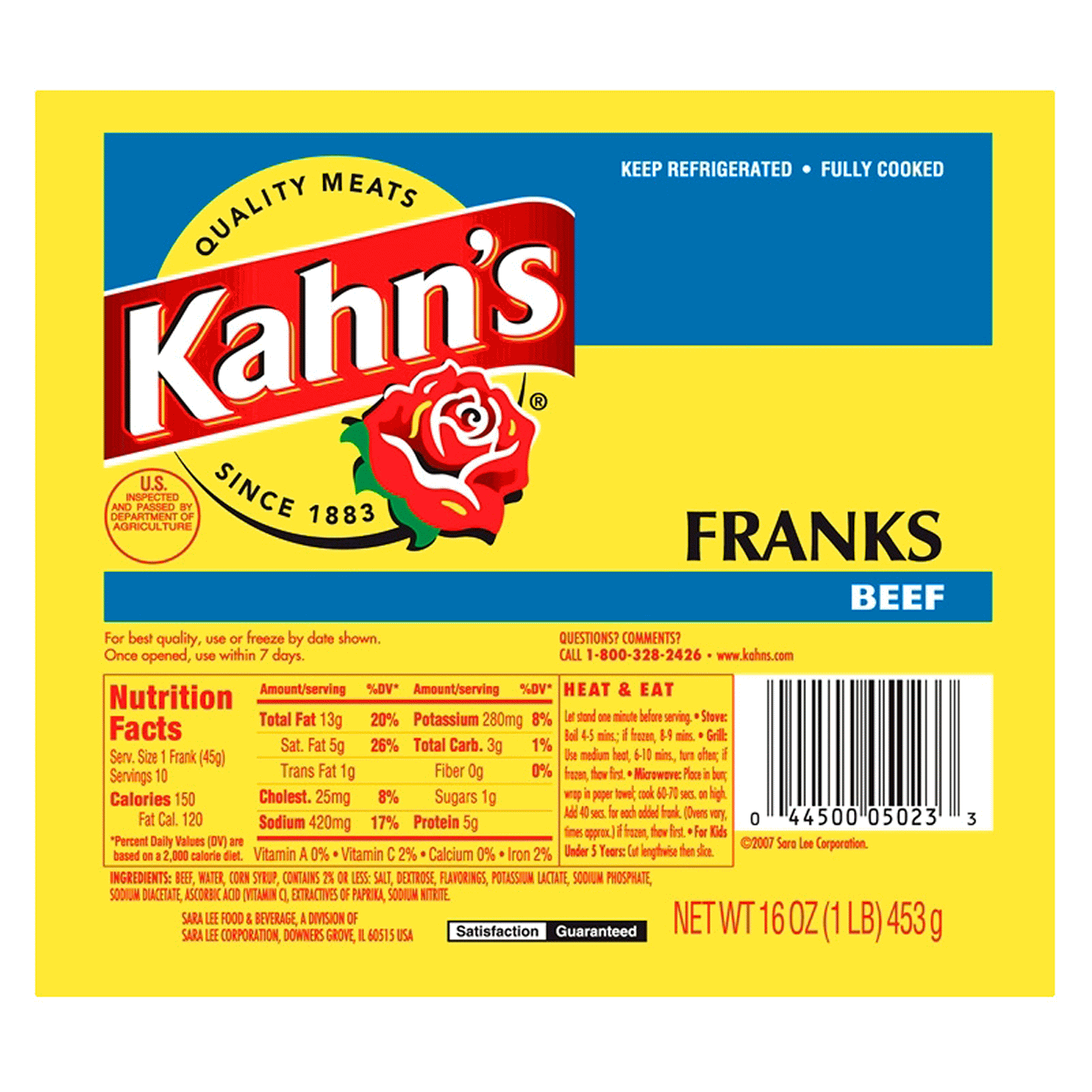 slide 1 of 1, KAHNS Kahn's Beef Hot Dogs, 10 Count, 16 oz