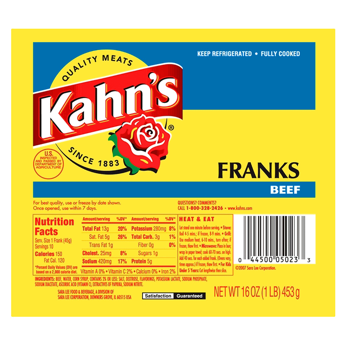 slide 1 of 1, KAHNS Kahn's Beef Franks, 16 oz