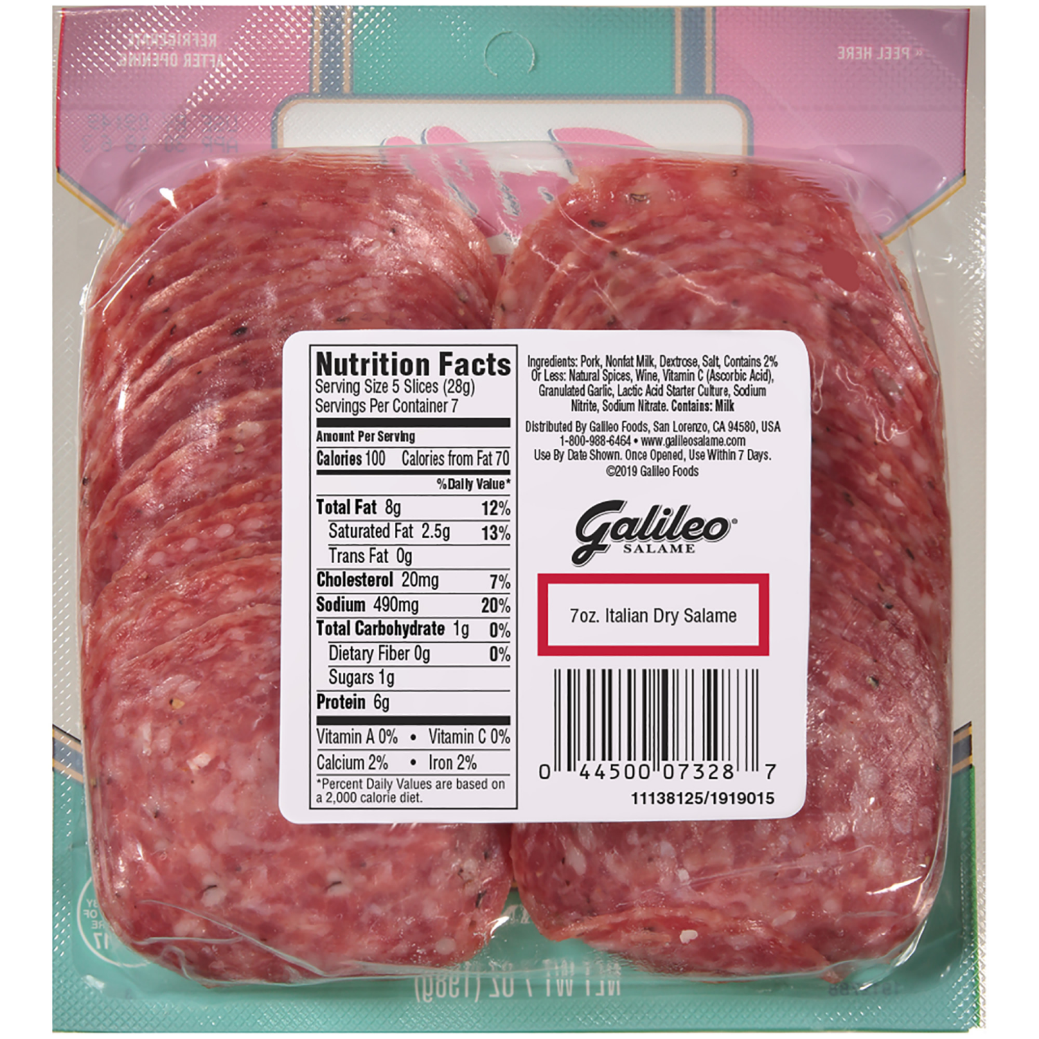 slide 3 of 4, Galileo Salame Deli Thin Sliced Italian Dry Salame, 7 oz., 7 oz