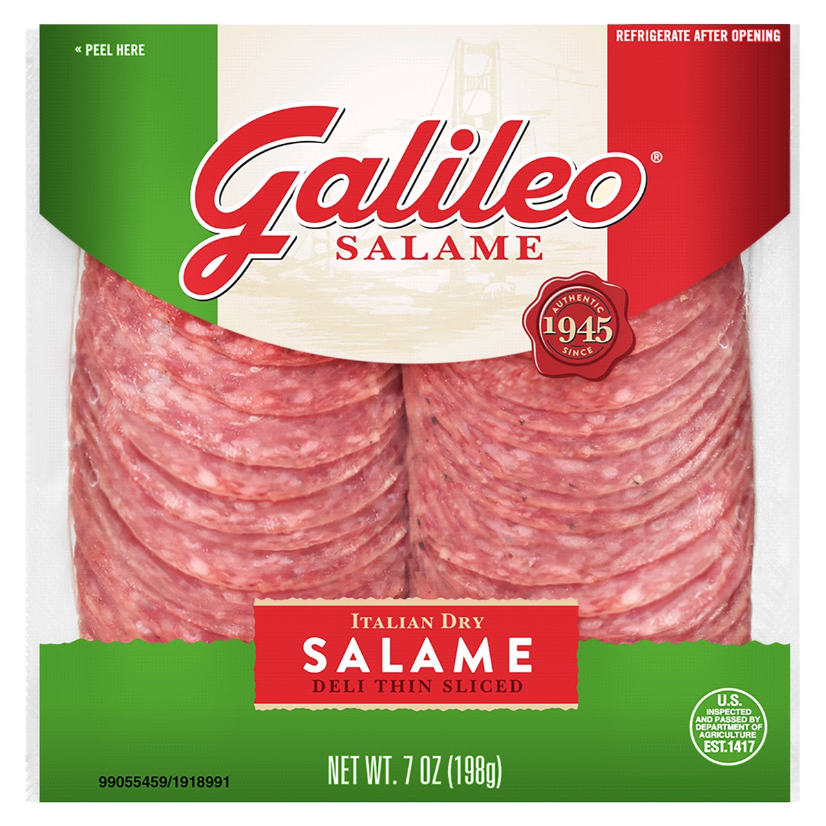 slide 1 of 9, HILLSHIRE FARM Galileo Salame Deli Thin Sliced Italian Dry Salame, 7 oz., 7 oz