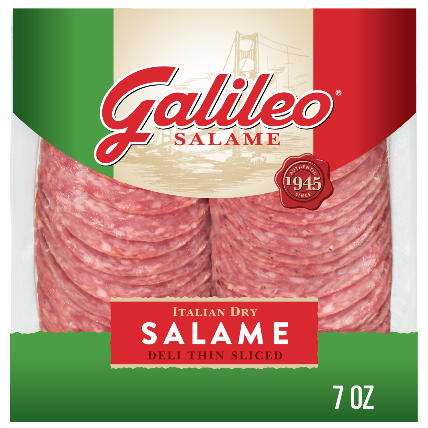 slide 1 of 3, Galileo Salame Deli Thin Sliced Italian Dry Salame, 7 oz., 7 oz