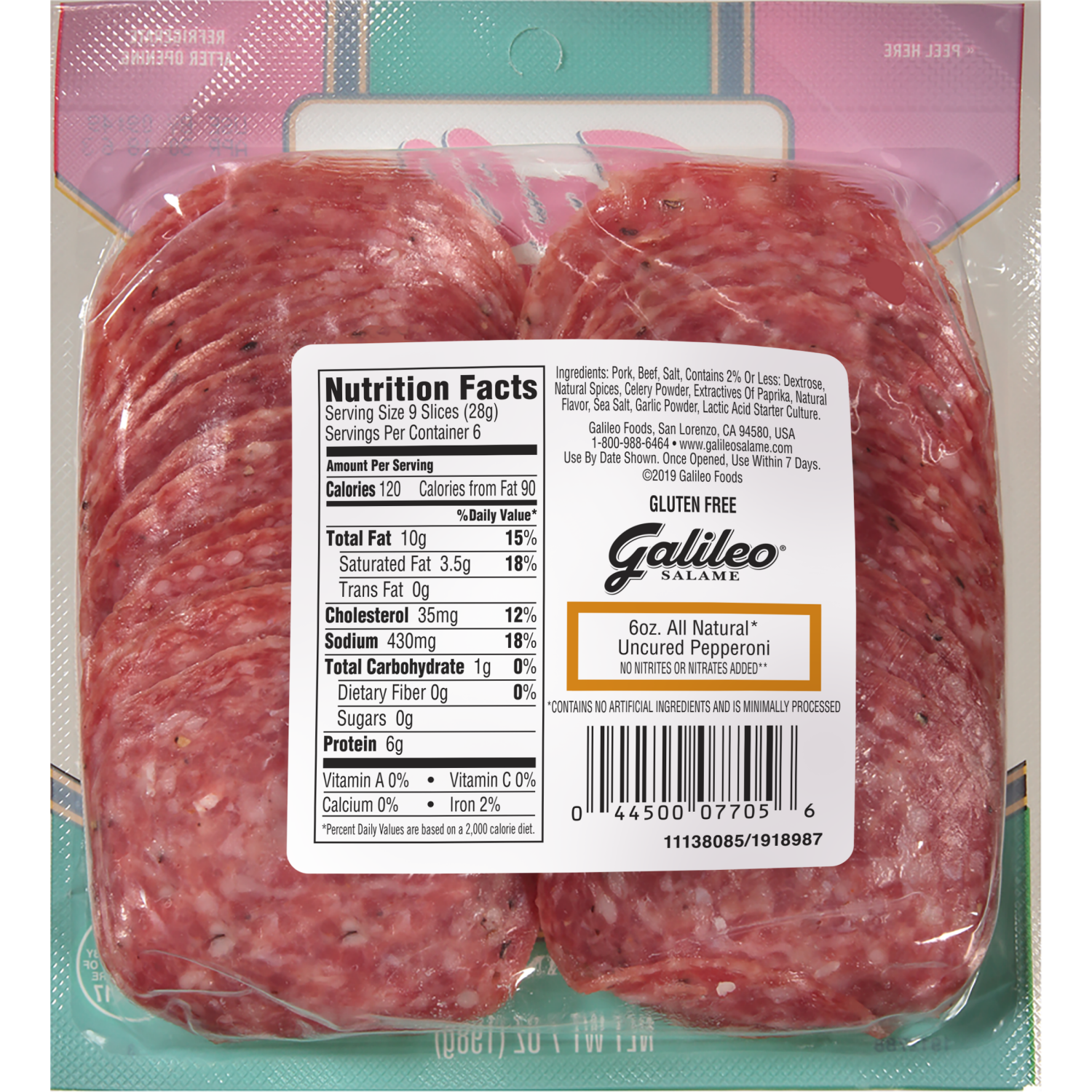 slide 3 of 3, Galileo Salame Deli Sliced All Natural Pepperoni, 6 oz., 6 oz