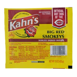 KAHNS Kahn's Big Red Smokeys Skinless Smoked Sausage, 15 Oz