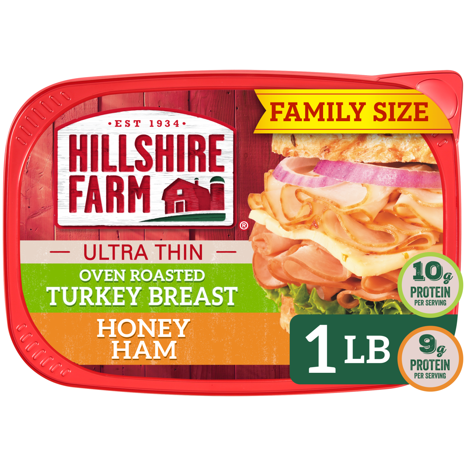 slide 1 of 8, Hillshire Farm® Ultra Thin Sliced Deli Lunch Meat, Oven Roasted Turkey Breast And Honey Ham, 16 Oz, 16 oz