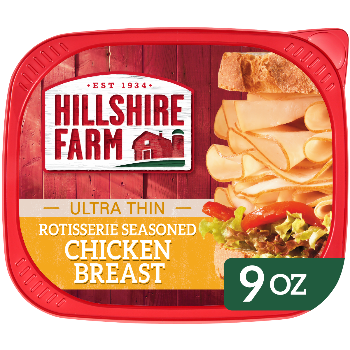 slide 1 of 29, Hillshire Farm Ultra Thin Sliced Rotisserie Seasoned Chicken Breast Sandwich Meat, 9 oz, 9 oz