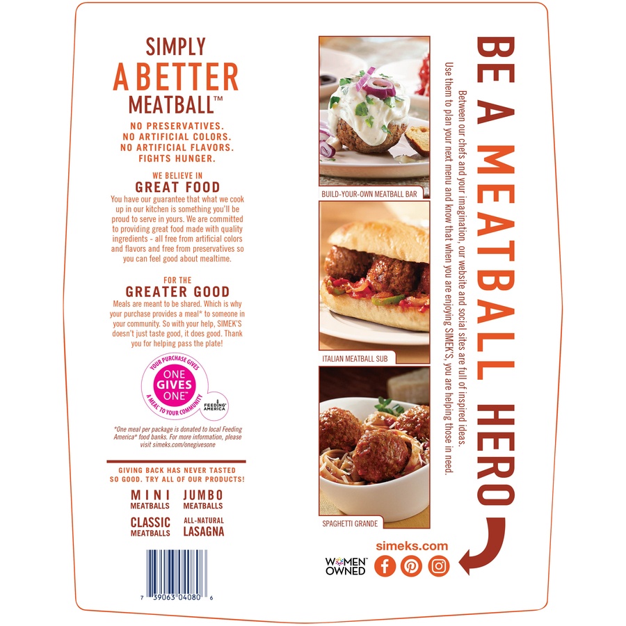 Simek's Italian Style Jumbo Beef Meatballs 20 oz Shipt