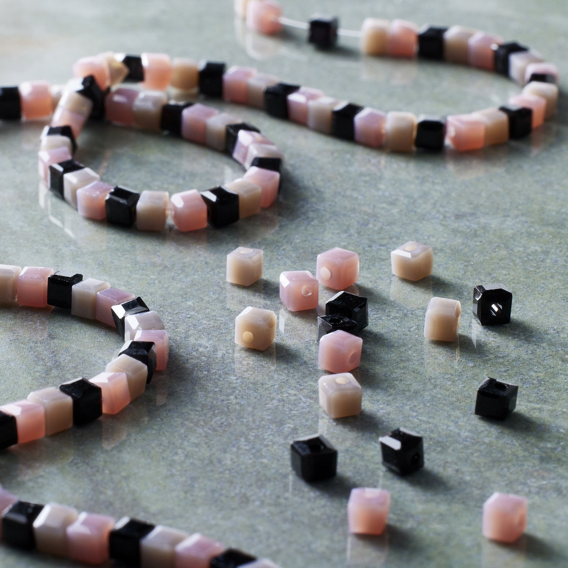 slide 2 of 3, Multicolor Glass Cube Bead Strings, 3mm By Bead Landing, 3 mm