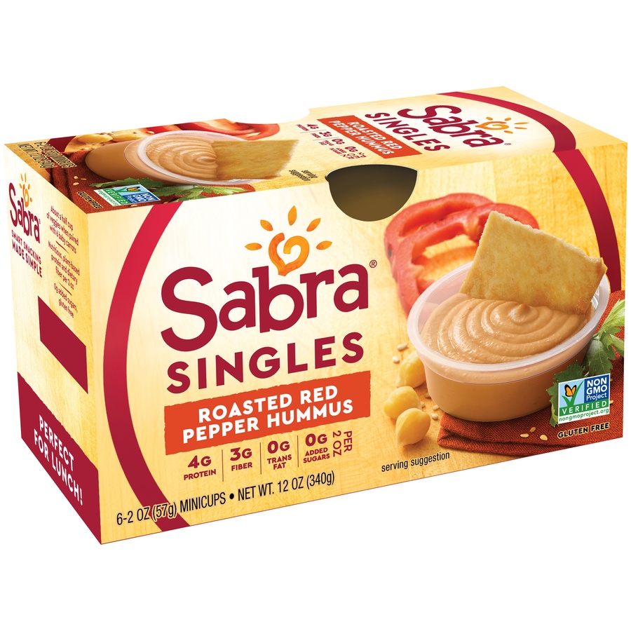 slide 5 of 7, Sabra Singles Roasted Red Pepper Hummus 2 oz (6 count), 6 ct