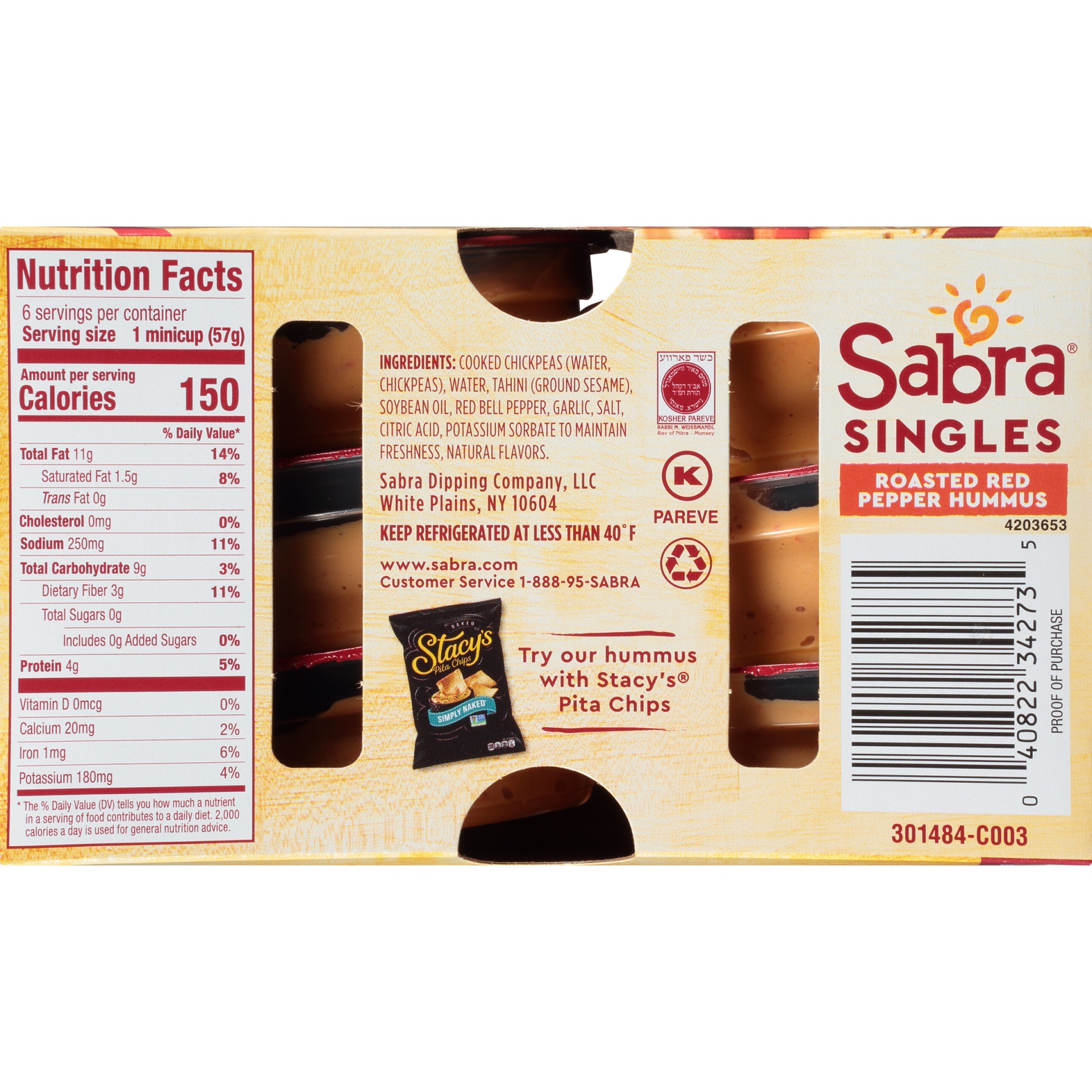 slide 3 of 7, Sabra Singles Roasted Red Pepper Hummus 2 oz (6 count), 6 ct