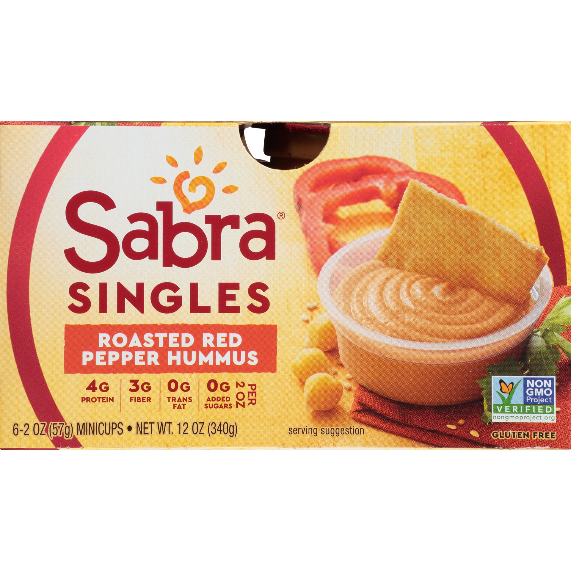 slide 7 of 7, Sabra Singles Roasted Red Pepper Hummus 2 oz (6 count), 6 ct