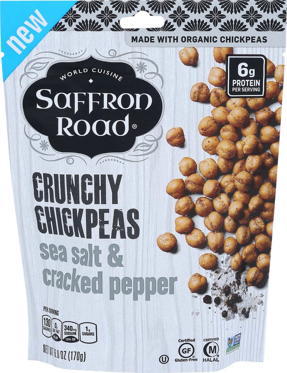 slide 2 of 3, Saffron Road Crunchy Sea Salt & Cracked Pepper Crunchy Chickpeas 5.4 oz, 5.4 oz