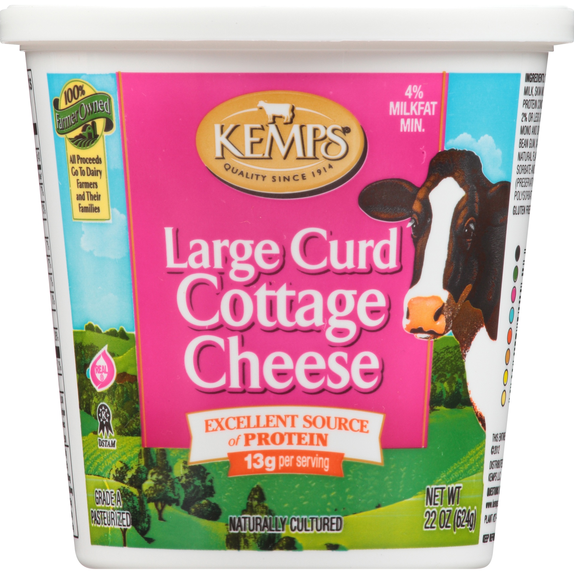 slide 4 of 6, Kemps Large Curd 4% Cottage Cheese, 22 oz
