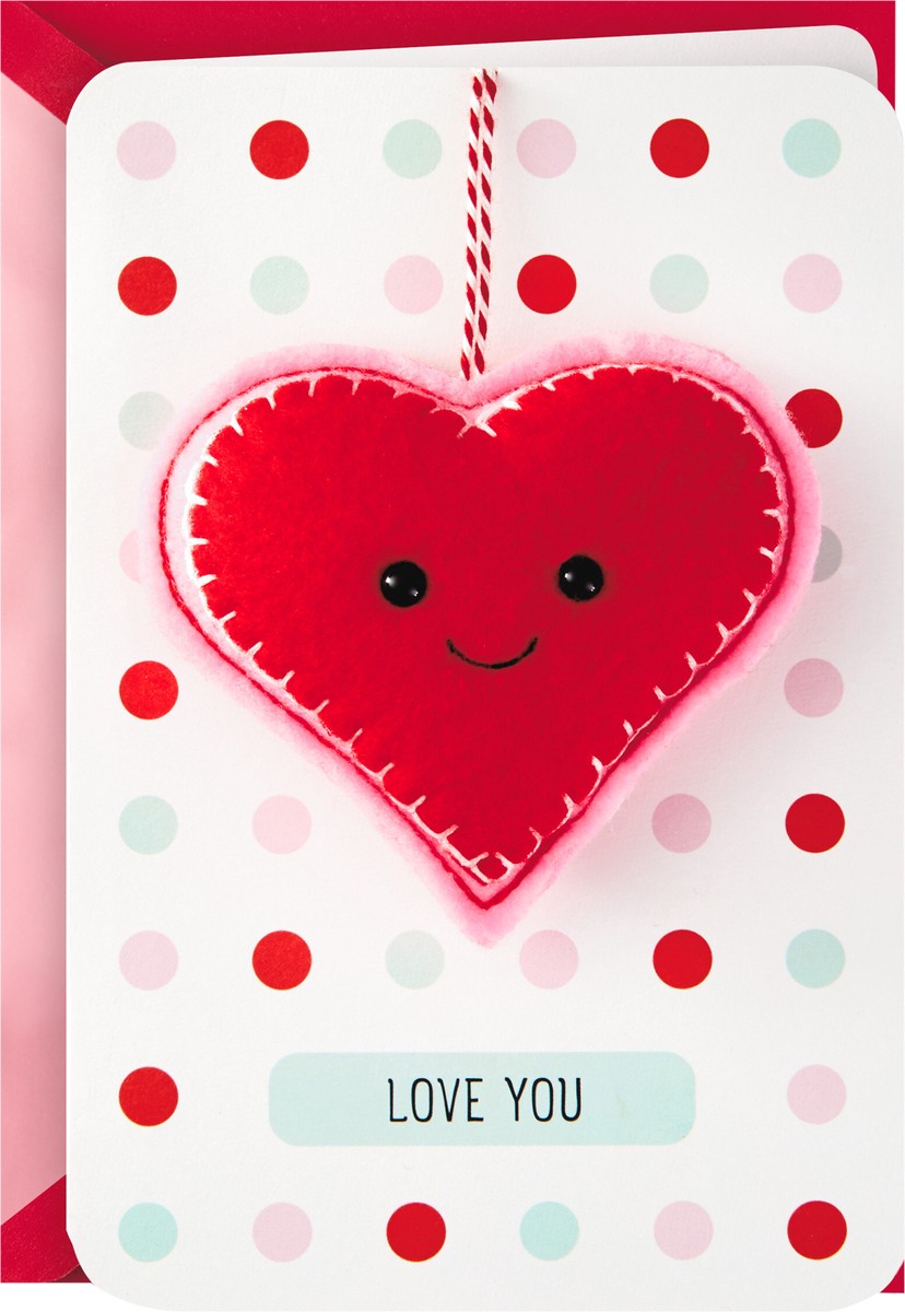 slide 3 of 4, Hallmark Removable Felt Heart Ornament Valentines Day Card for Kids 1 ea, 1 ct