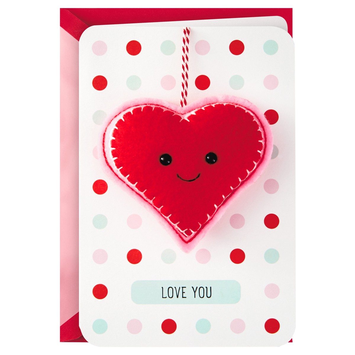 slide 1 of 4, Hallmark Removable Felt Heart Ornament Valentines Day Card for Kids 1 ea, 1 ct