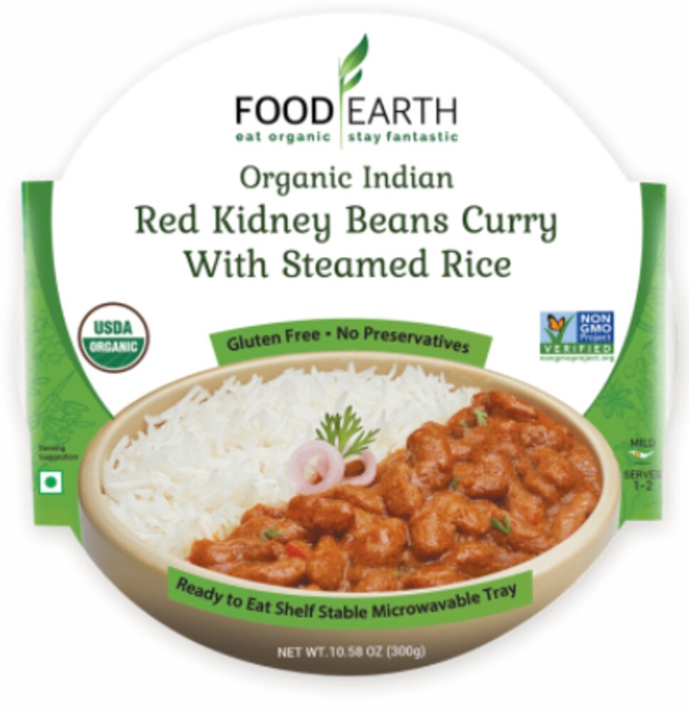 slide 1 of 2, Food Earth Organic Indian Red Kidney Beans Curry With Steamed Rice, 10.58 oz