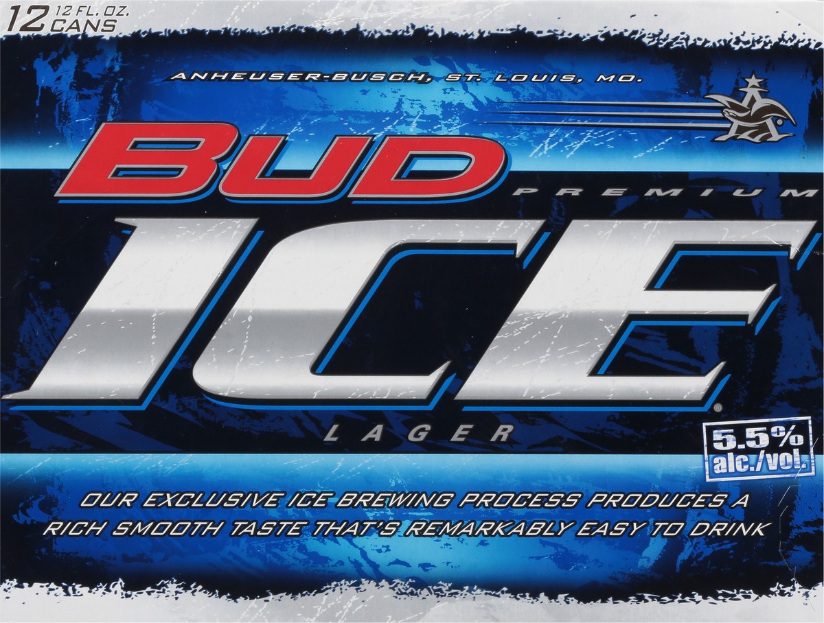 slide 3 of 9, Bud Ice Premium Lager Lager 12 - 12 fl oz Cans, 12 ct; 12 oz