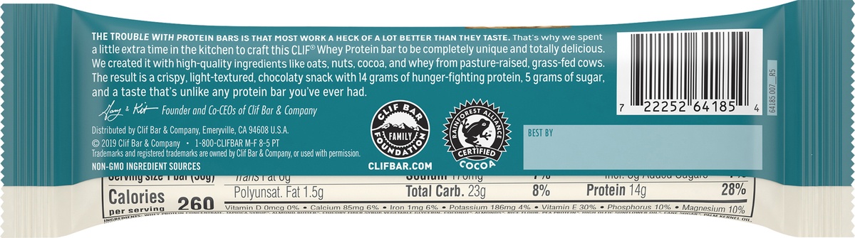 slide 8 of 8, CLIF Coconut Almond Chocolate Whey Protein Bar, 1.98 oz