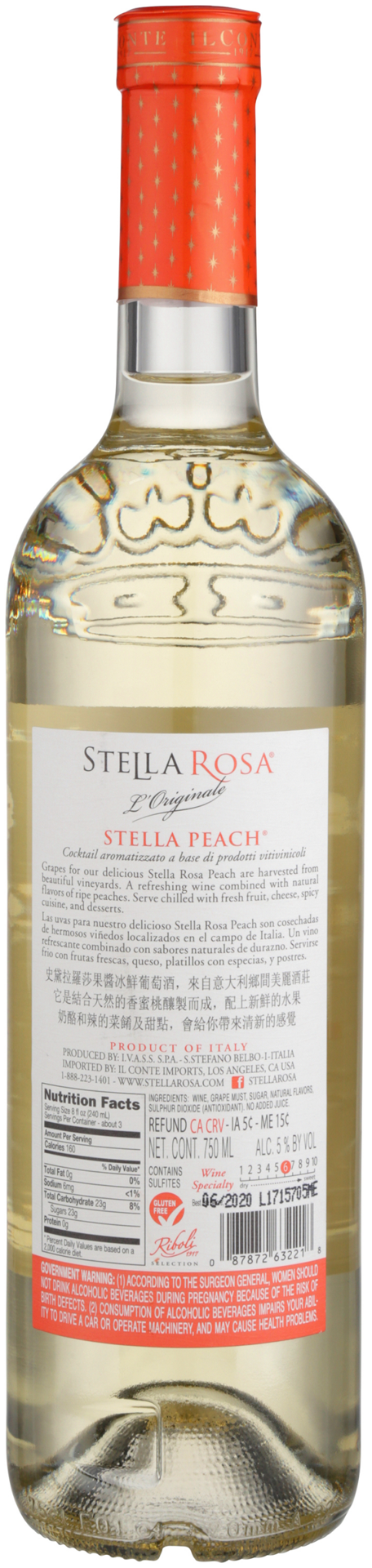 slide 14 of 23, Stella Rosa Peach Semi-Sweet White Wine 750mL, 25.4 fl oz