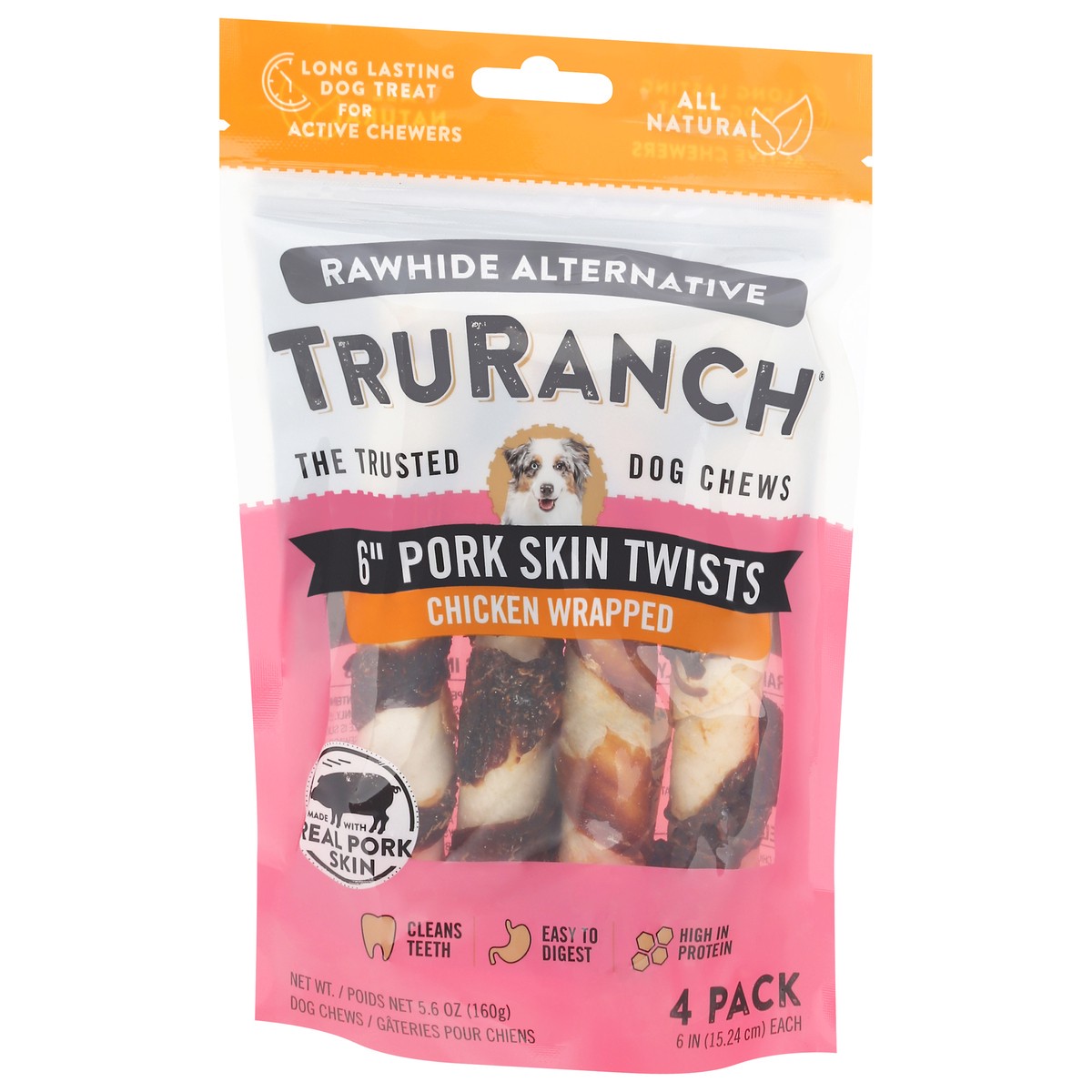 slide 10 of 15, TruRanch Chicken Wrapped Pork Skin Twists Dog Chews 6 Inch 4 ea, 4 ct