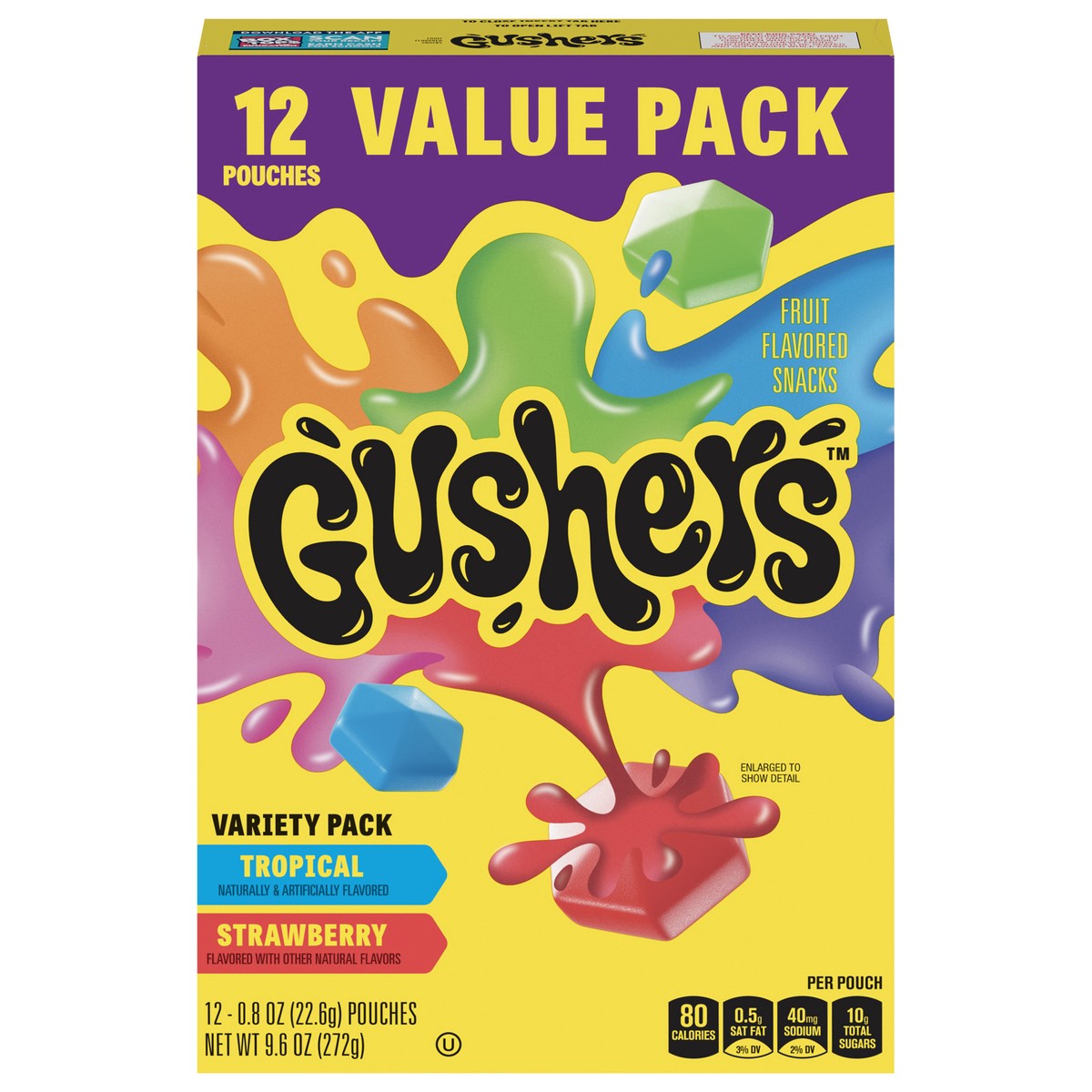 slide 1 of 9, Fruit Gushers Fruit Flavored Snacks, Strawberry and Tropical Flavors, 12 ct, 12 ct; 9.6 oz