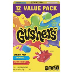 Fruit Gushers Fruit Flavored Snacks, Strawberry and Tropical Flavors, 12 ct