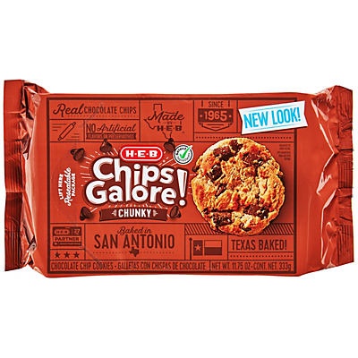 slide 1 of 1, H-E-B Chips Galore! Chunky Cookies, 13.9 oz